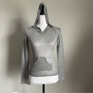 ERIS | Gray Silk Cashmere Blend Knit Hoodie Sweater Sz S